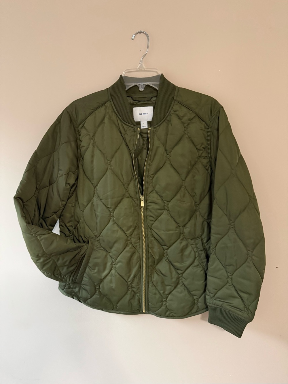 Old Navy Quilted Olive Green Bomber Jacket